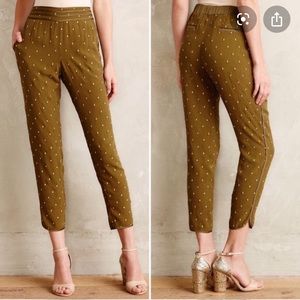 ANTHROPOLOGY ANTHRO elevenses green and gold pants
